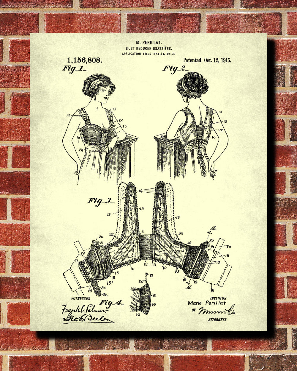 Brassiere Patent Print Vintage Fashion Patent Clothing Print - OnTrendAndFab