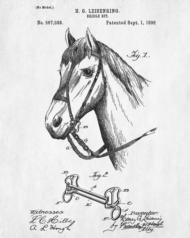 Bridle Bit Patent Print Horse Poster Equestrian Blueprint - OnTrendAndFab