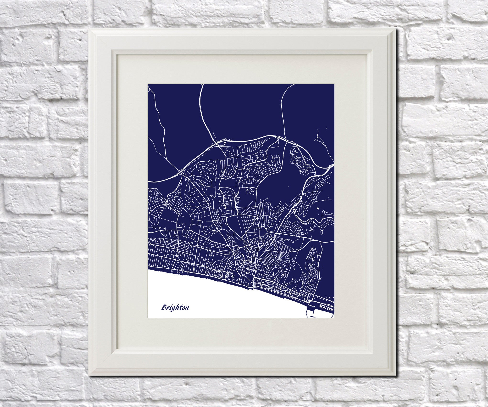 Brighton City Street Map Print Custom Map Poster - OnTrendAndFab