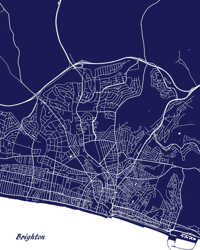 Brighton City Street Map Print Custom Map Poster - OnTrendAndFab