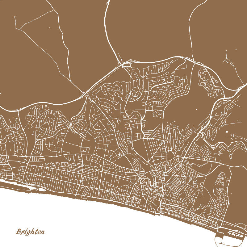 Brighton City Street Map Custom Wall Map Poster - OnTrendAndFab