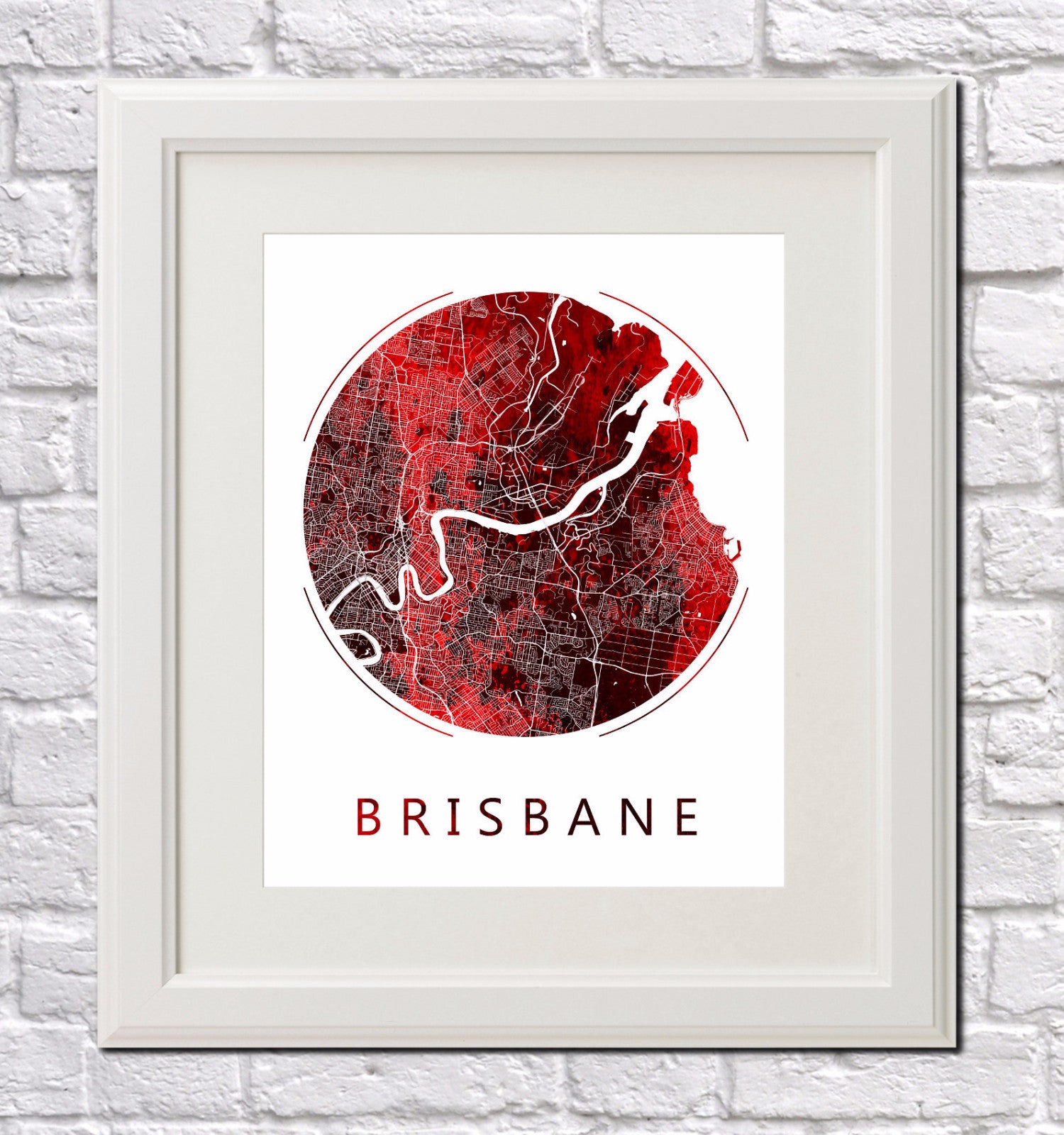 Brisbane, Australia City Street Map Custom Wall Map Poster