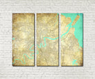 Brisbane City Street Map 3 Panel Canvas Wall Art 7009C3
