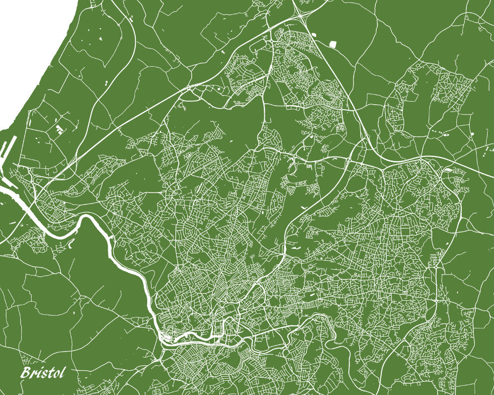 Bristol City Street Map Print Modern Art Poster