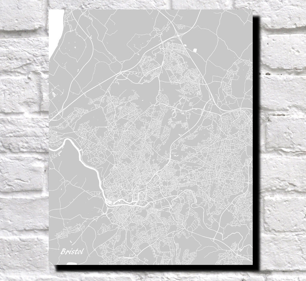Bristol City Street Map Print Modern Art Poster