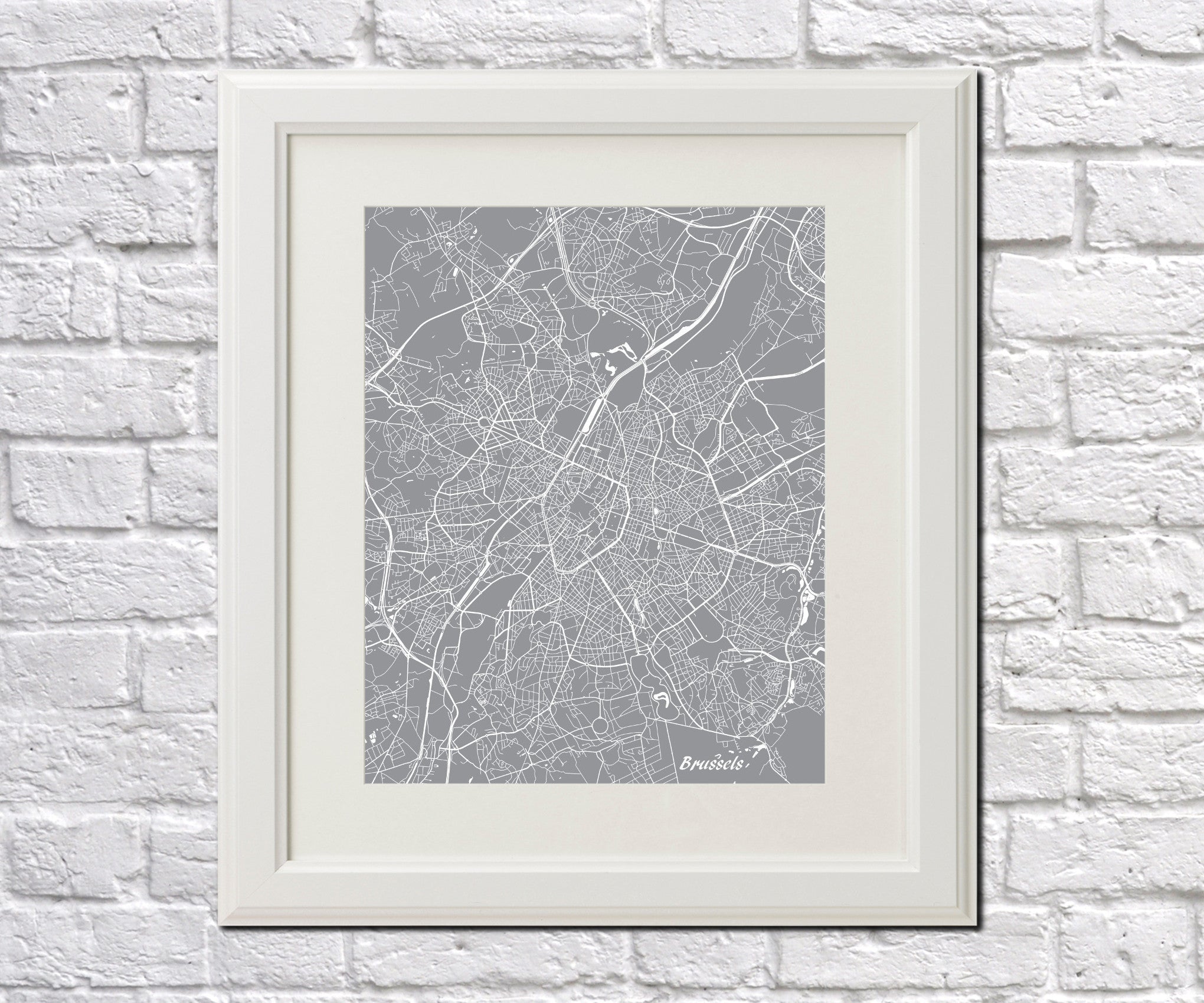 Brussels City Street Map Print Custom Map Poster - OnTrendAndFab