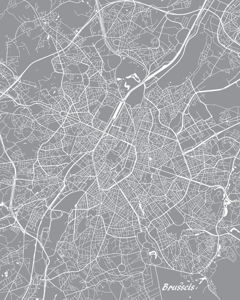 Brussels City Street Map Print Custom Map Poster - OnTrendAndFab