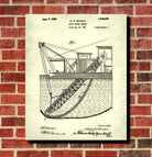 Bucket Dredge Patent Print Gold Rush Mining Poster