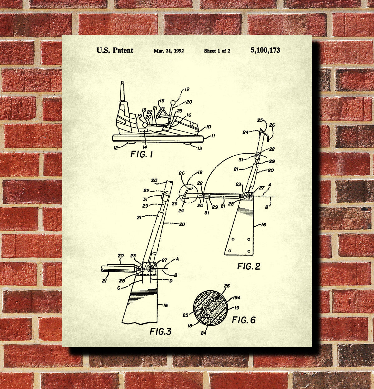 Bumper Cars Patent Print Dodgems Poster Fairground Blueprint