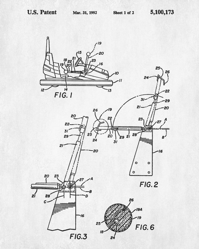 Bumper Cars Patent Print Dodgems Poster Fairground Blueprint