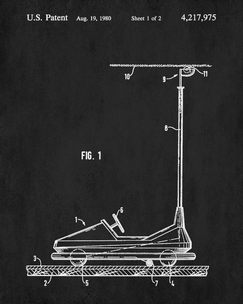 Copy of Bumper Car Patent Print Dodgems Poster Fairground Blueprint