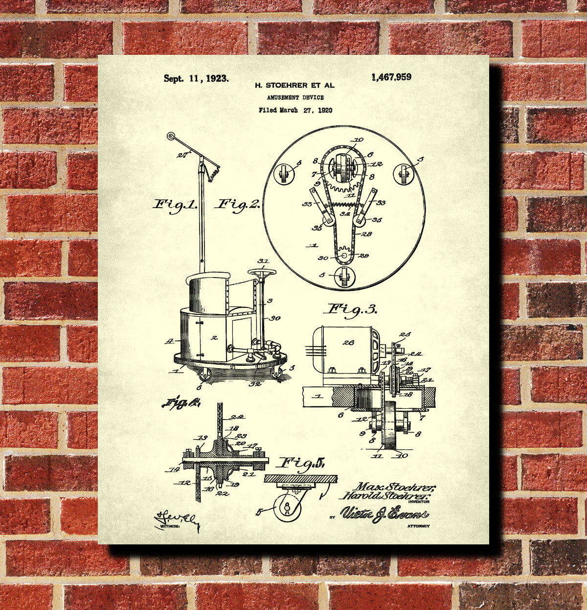 Bumper Car Patent Print Dodgems Poster Fairground Ride Blueprint