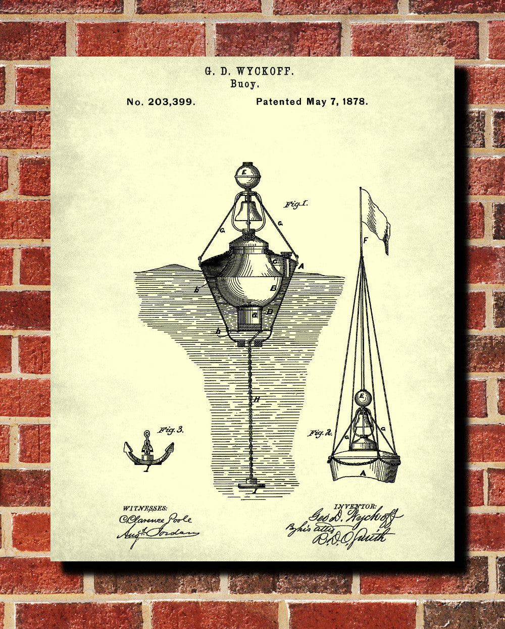 Buoy Patent Print Sailing Blueprint Nautical Poster - OnTrendAndFab