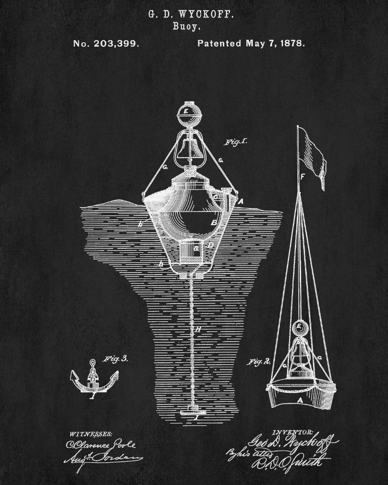 Buoy Patent Print Sailing Blueprint Nautical Poster - OnTrendAndFab