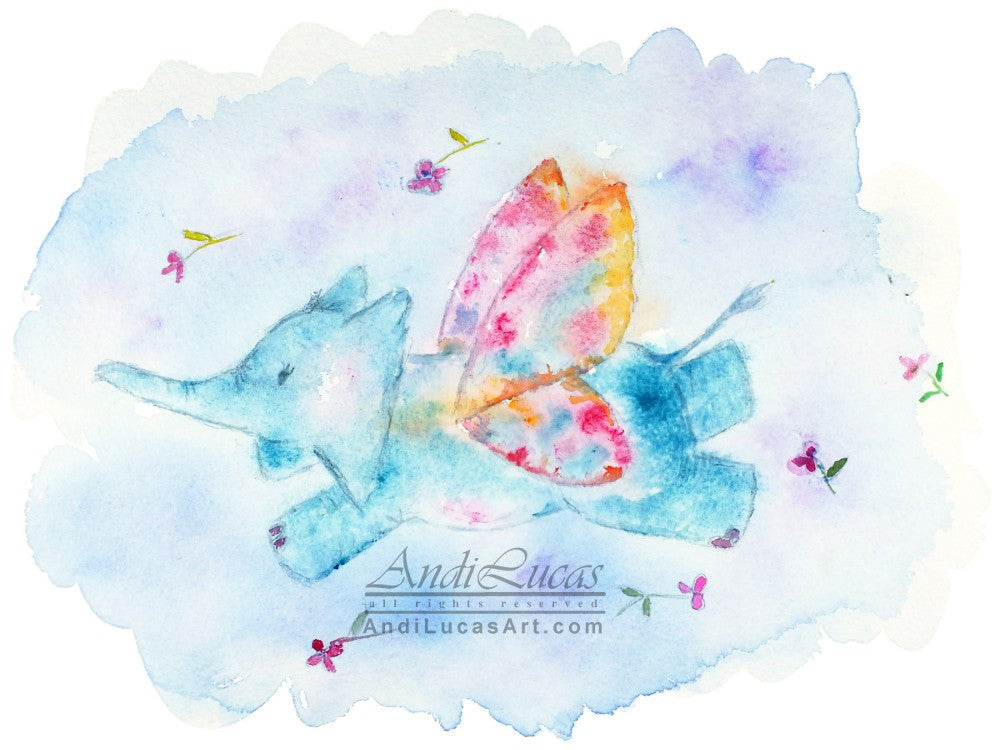 Butterfly Elephant Children's Nursery Wall Art Print - OnTrendAndFab
