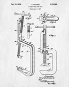 Carpenters C Clamp Patent Print Hand Tools Blueprint Workshop Poster