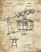 Cable Car Patent Print Skiing Poster Cabin Decor