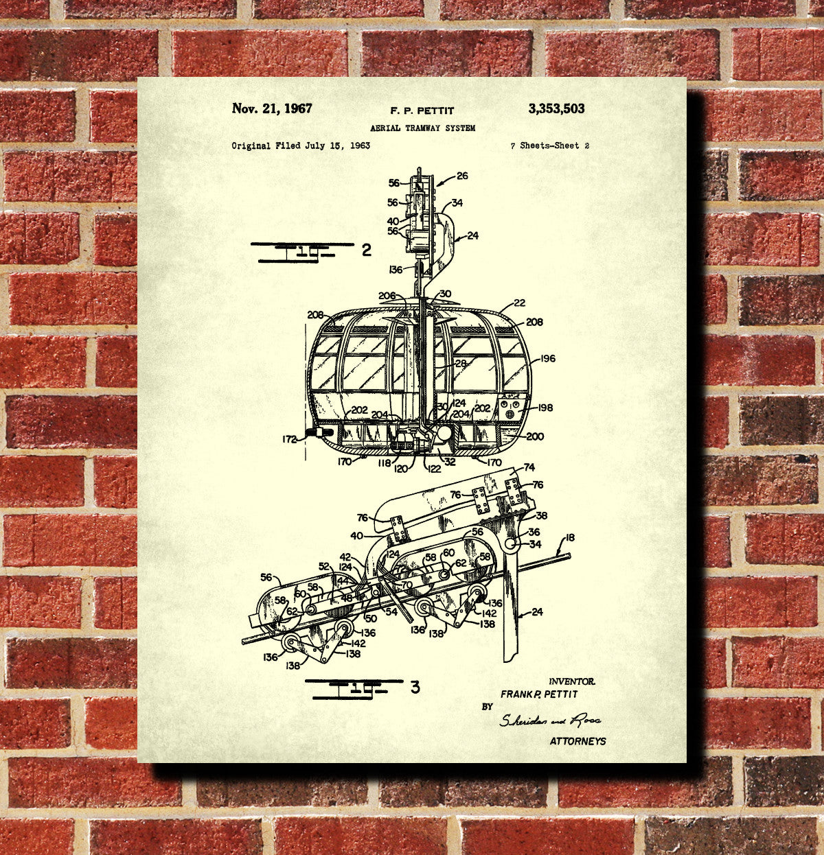 Cable Car Patent Print Skiing Poster Cabin Wall Art