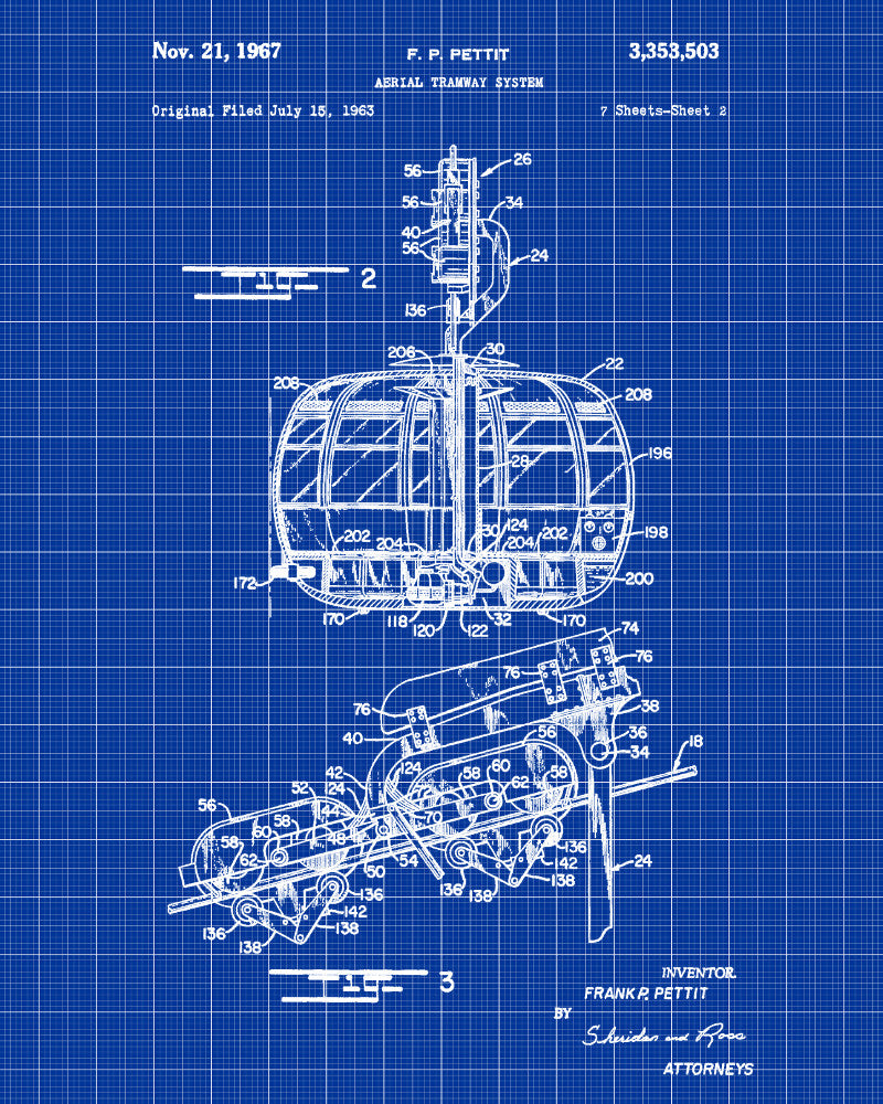 Cable Car Patent Print Skiing Poster Cabin Wall Art