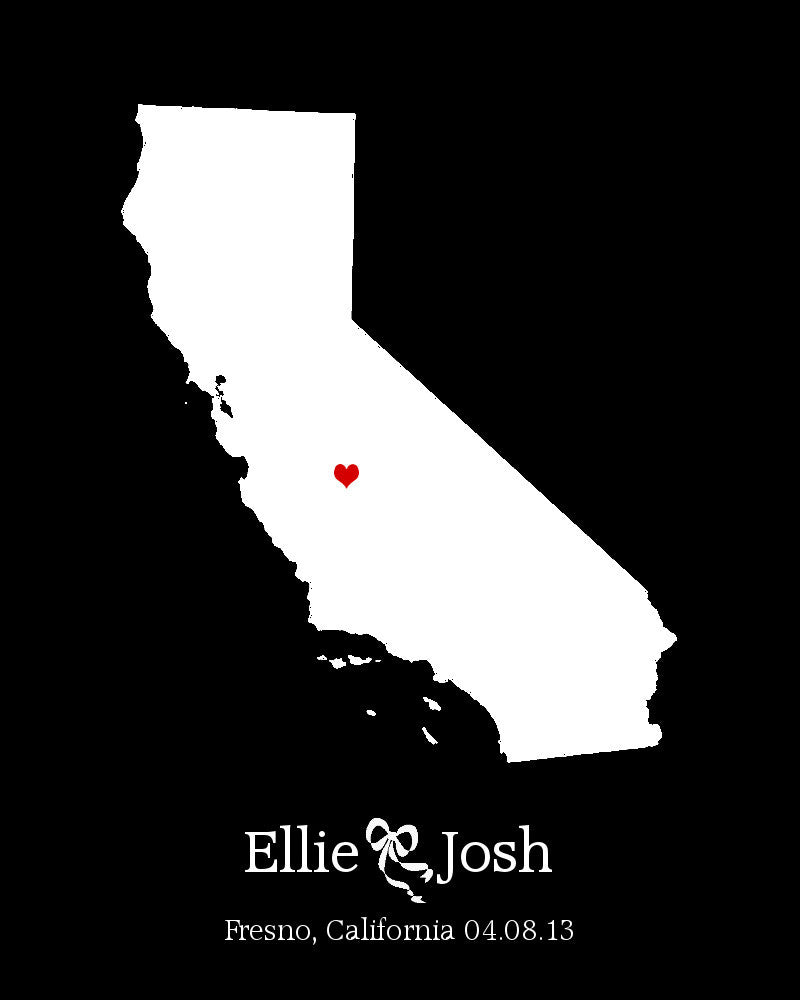 California Custom Wedding Engagement Art Print