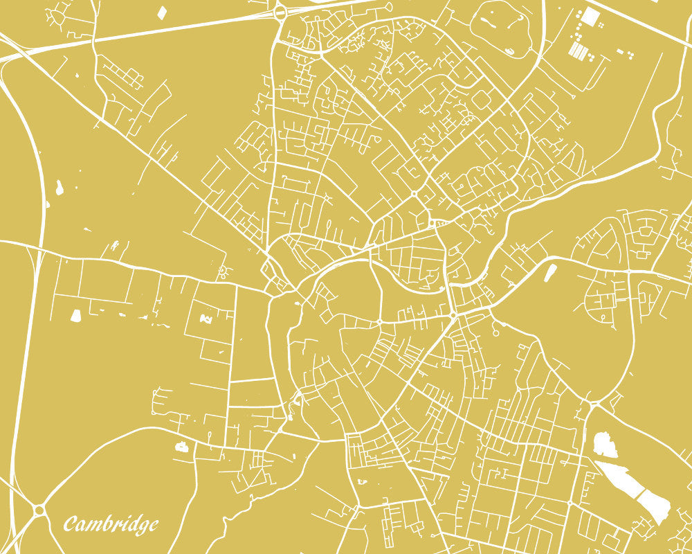 Cambridge City Street Map Print Custom Wall Map - OnTrendAndFab