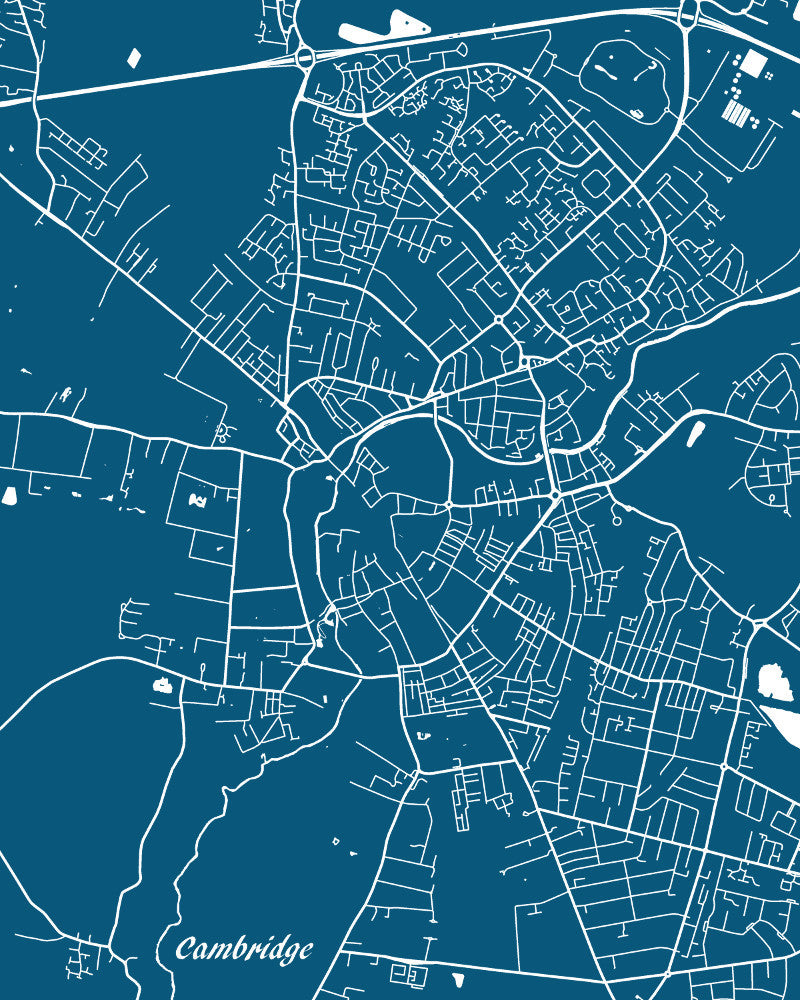 Cambridge City Street Map Print Custom Wall Map - OnTrendAndFab