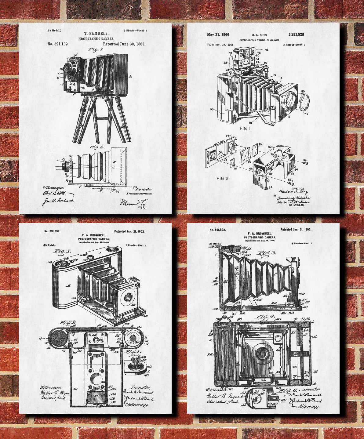 Camera Patent Prints Set 4 Photography Studio Art Posters