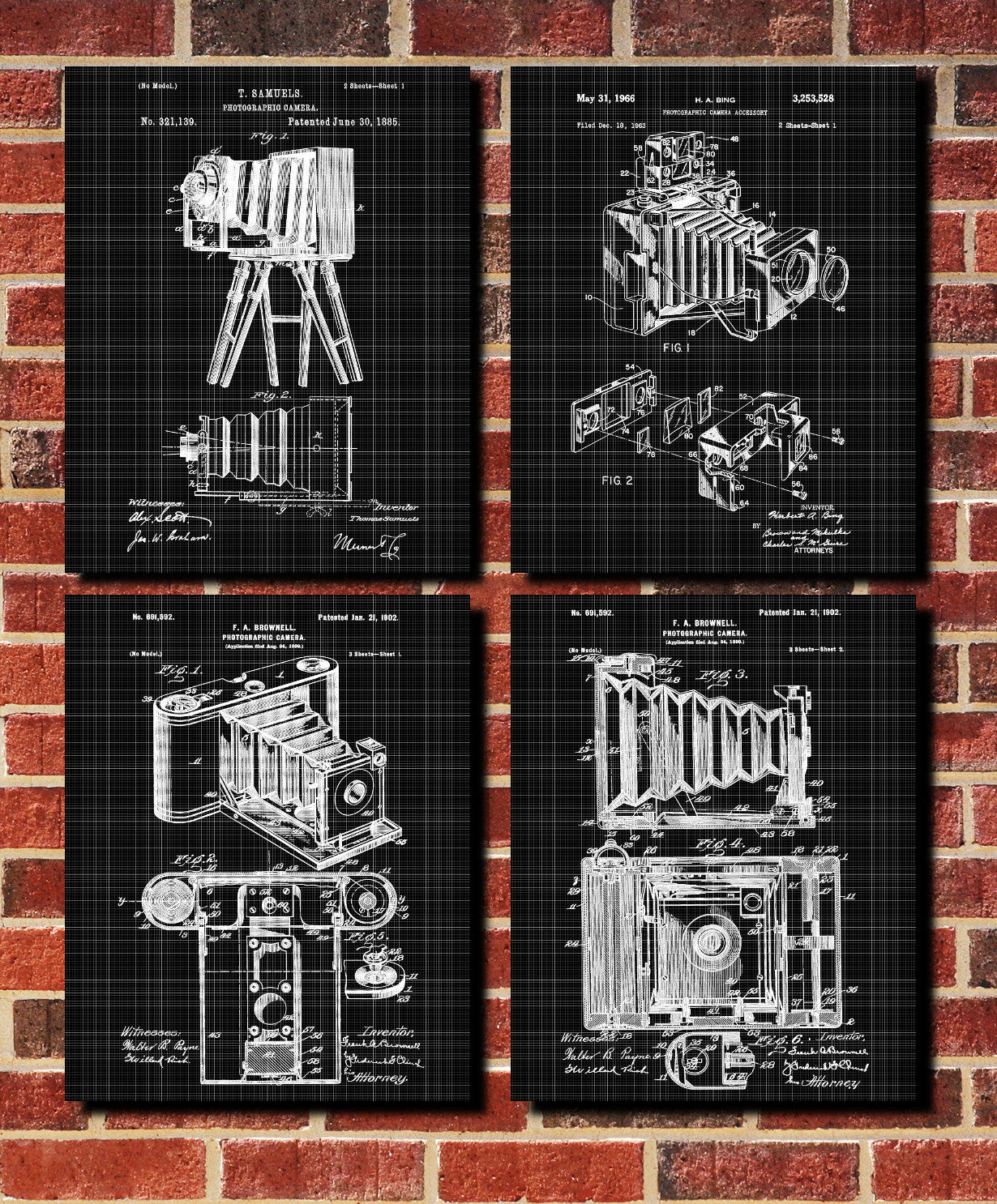 Camera Patent Prints Set 4 Photography Studio Art Posters