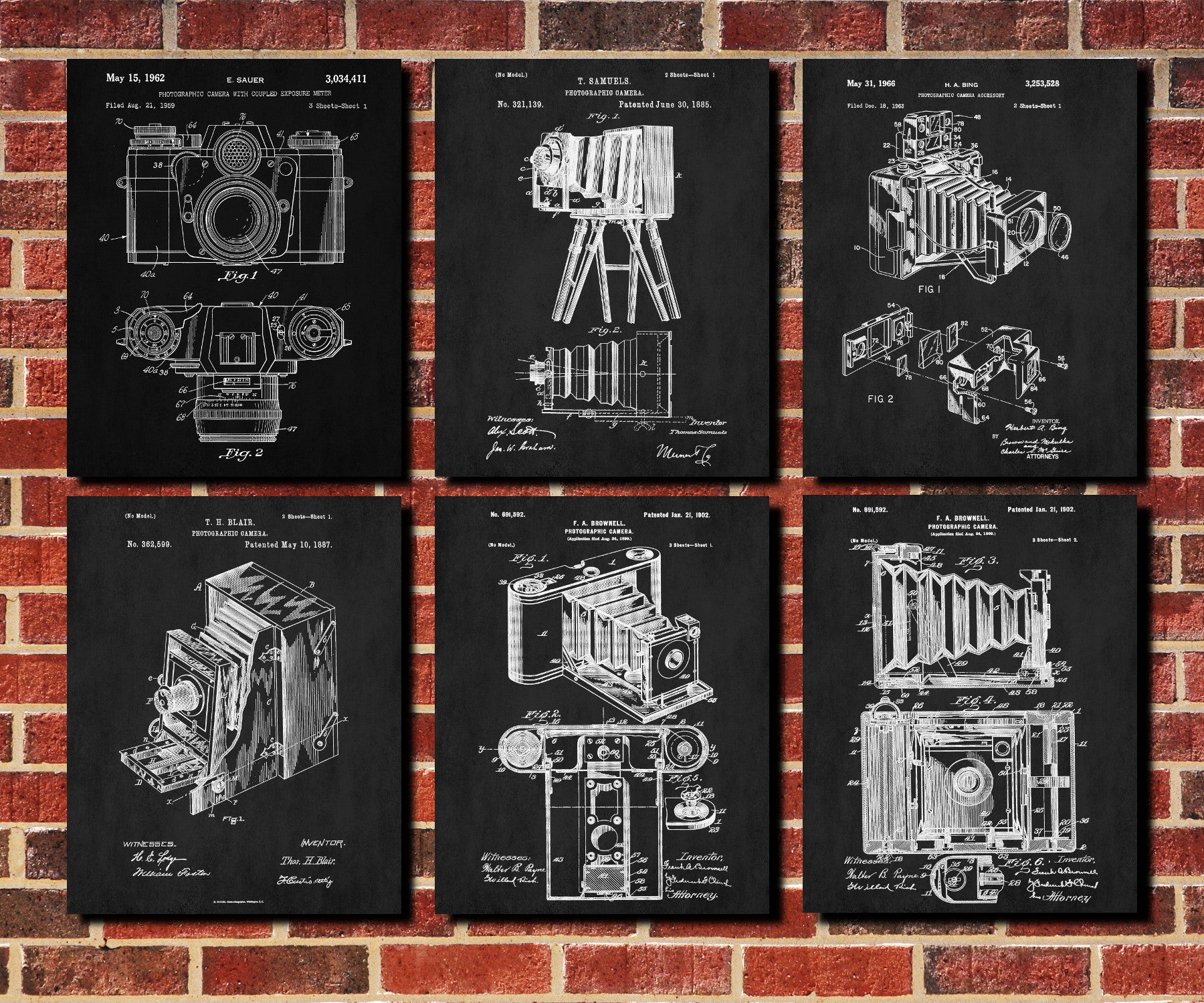Camera Patent Prints Set 6 Photography Studio Posters