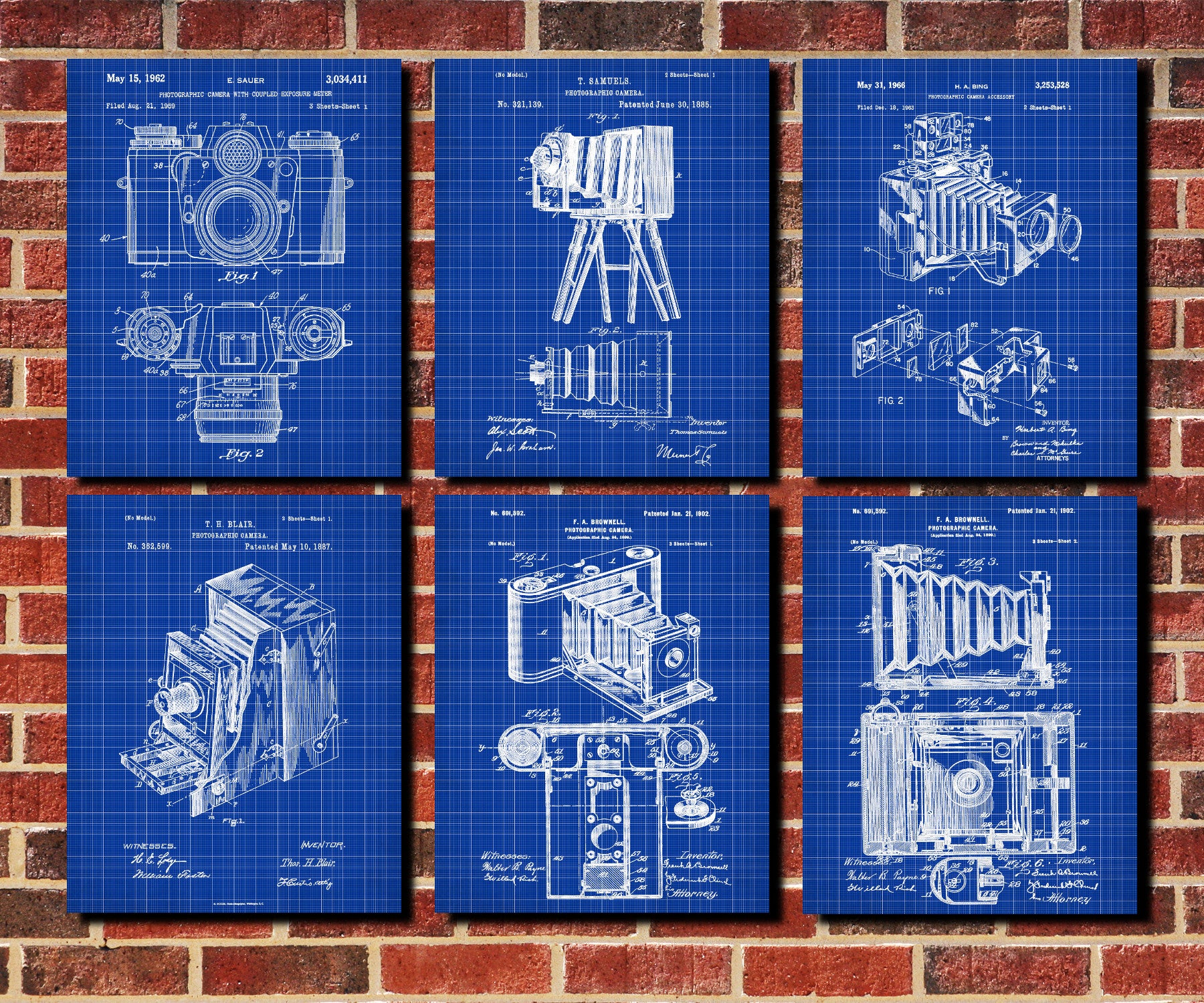 Camera Patent Prints Set 6 Photography Studio Posters