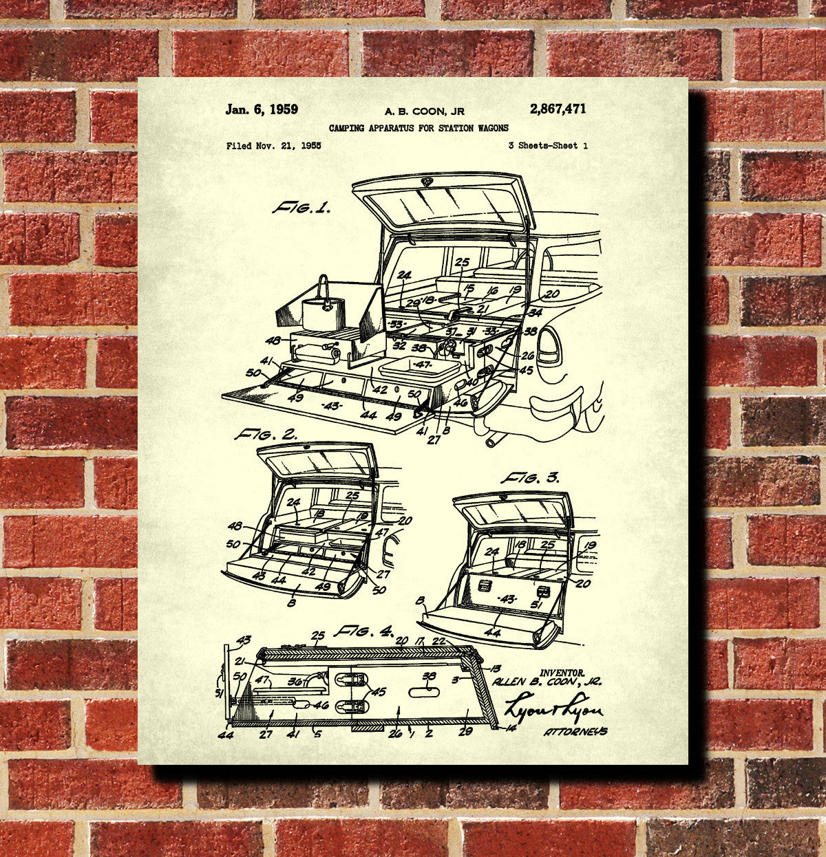 Camping Car Patent Print, Outdoors Poster
