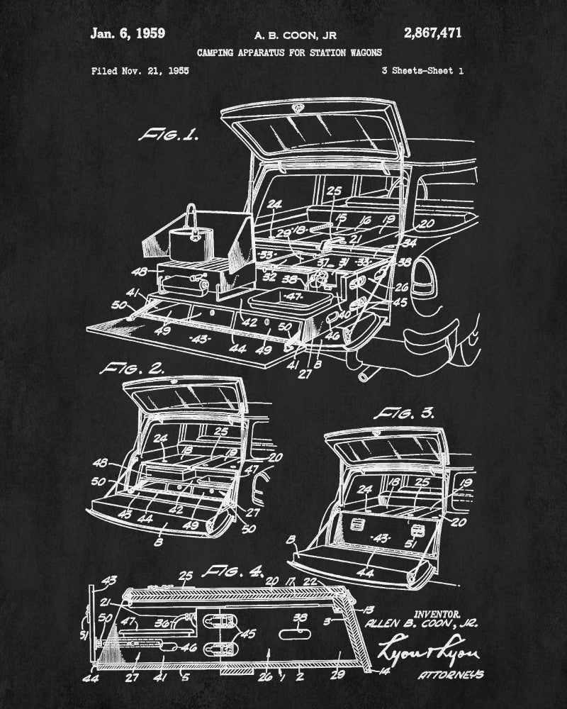 Camping Car Patent Print, Outdoors Poster