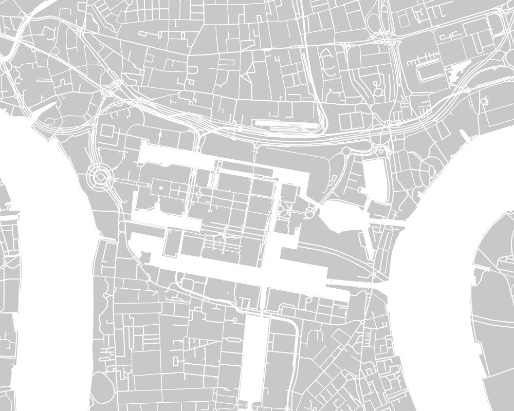 Canary Wharf London Street Map Print Feature Wall Art Poster