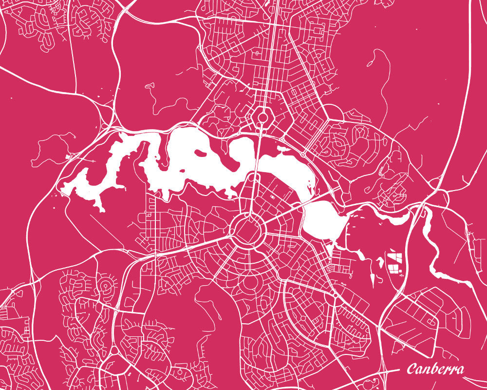 Canberra City Street Map Print Modern Art Poster Home Decor - OnTrendAndFab