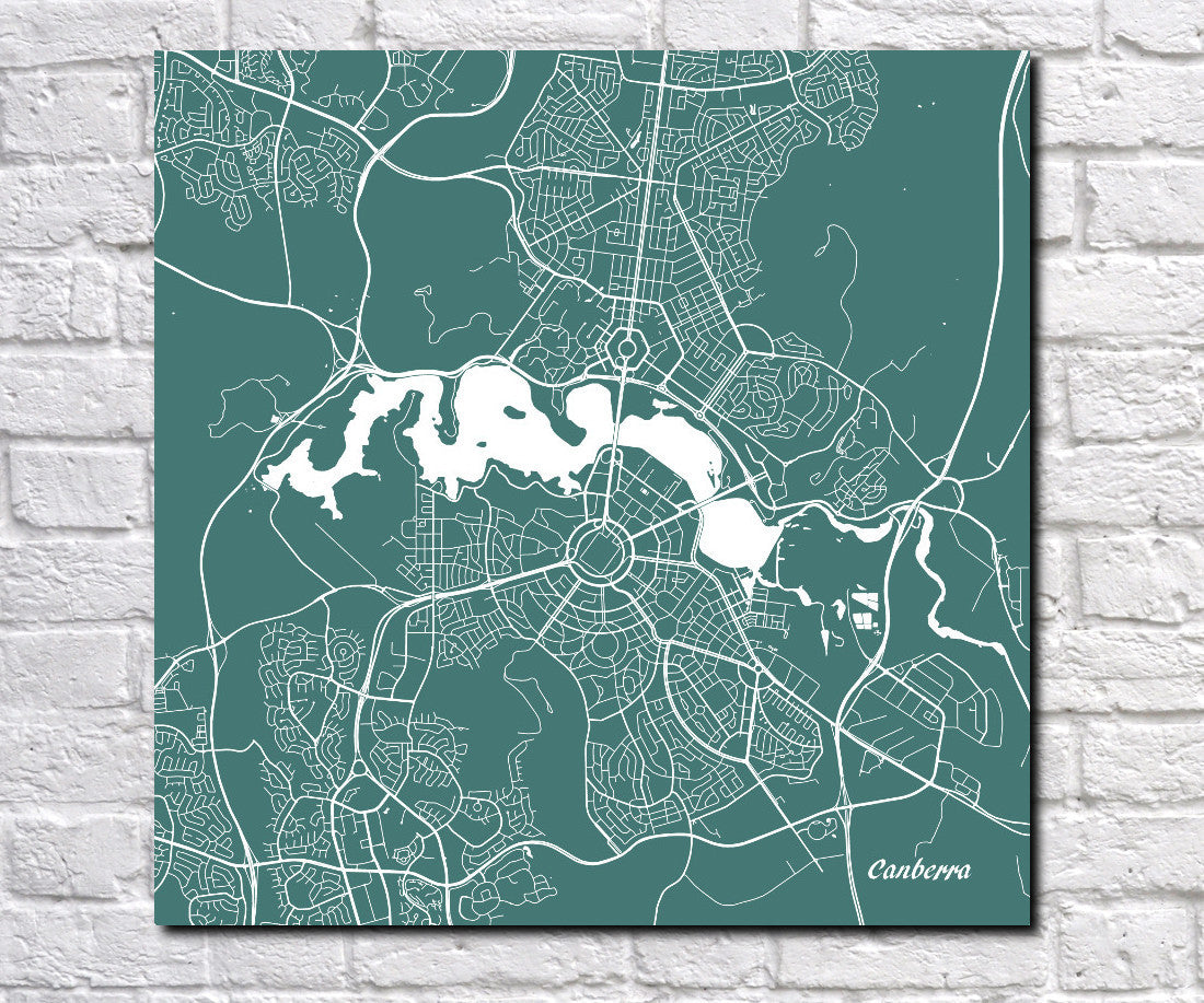 Canberra City Street Map Print Modern Art Poster Home Decor - OnTrendAndFab