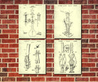 Cannabis Patent Prints Set 4 Water Pipe Bung Posters