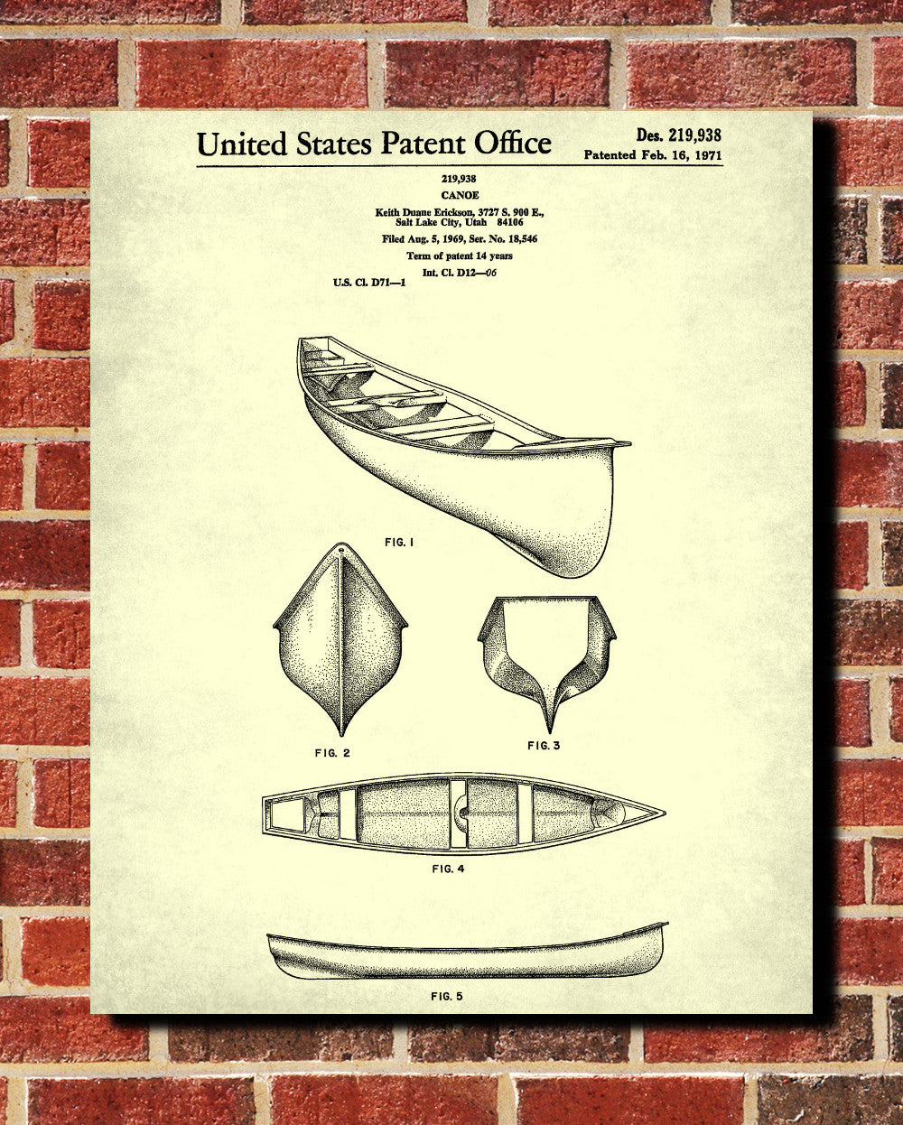 Canoe Patent Print Boating Blueprint Outdoors Poster - OnTrendAndFab