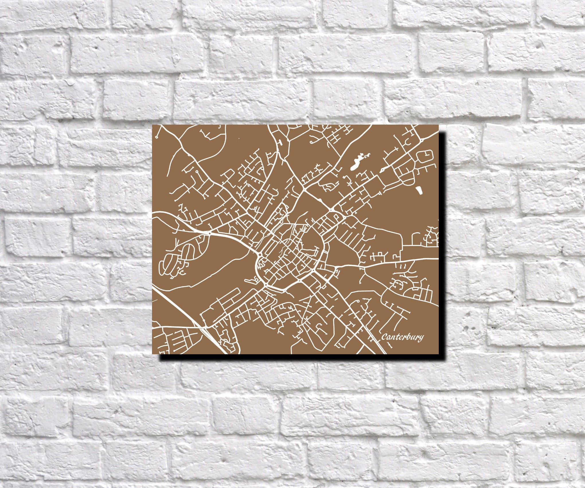 Canterbury City Street Map Print Modern Art Poster