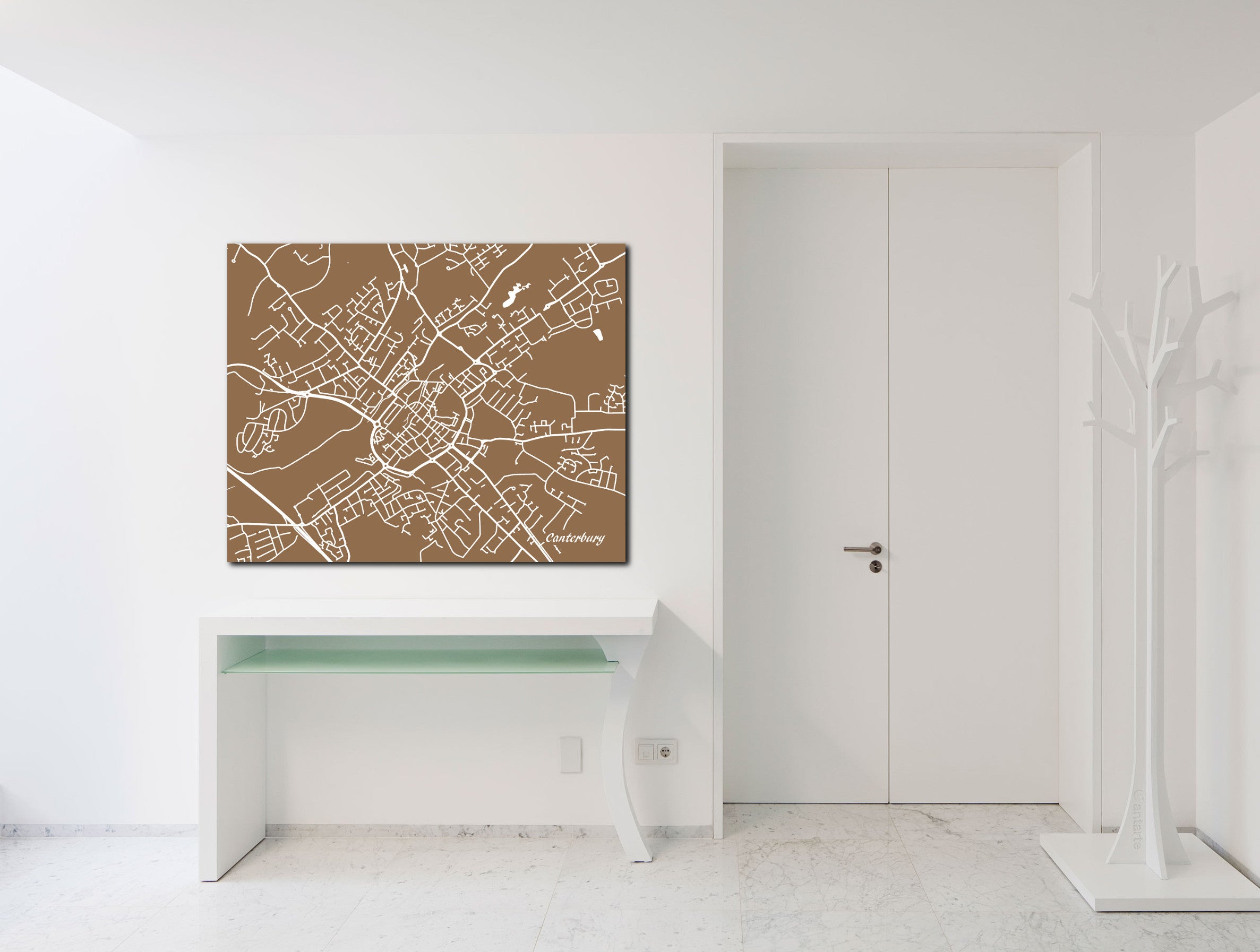 Canterbury City Street Map Print Modern Art Poster