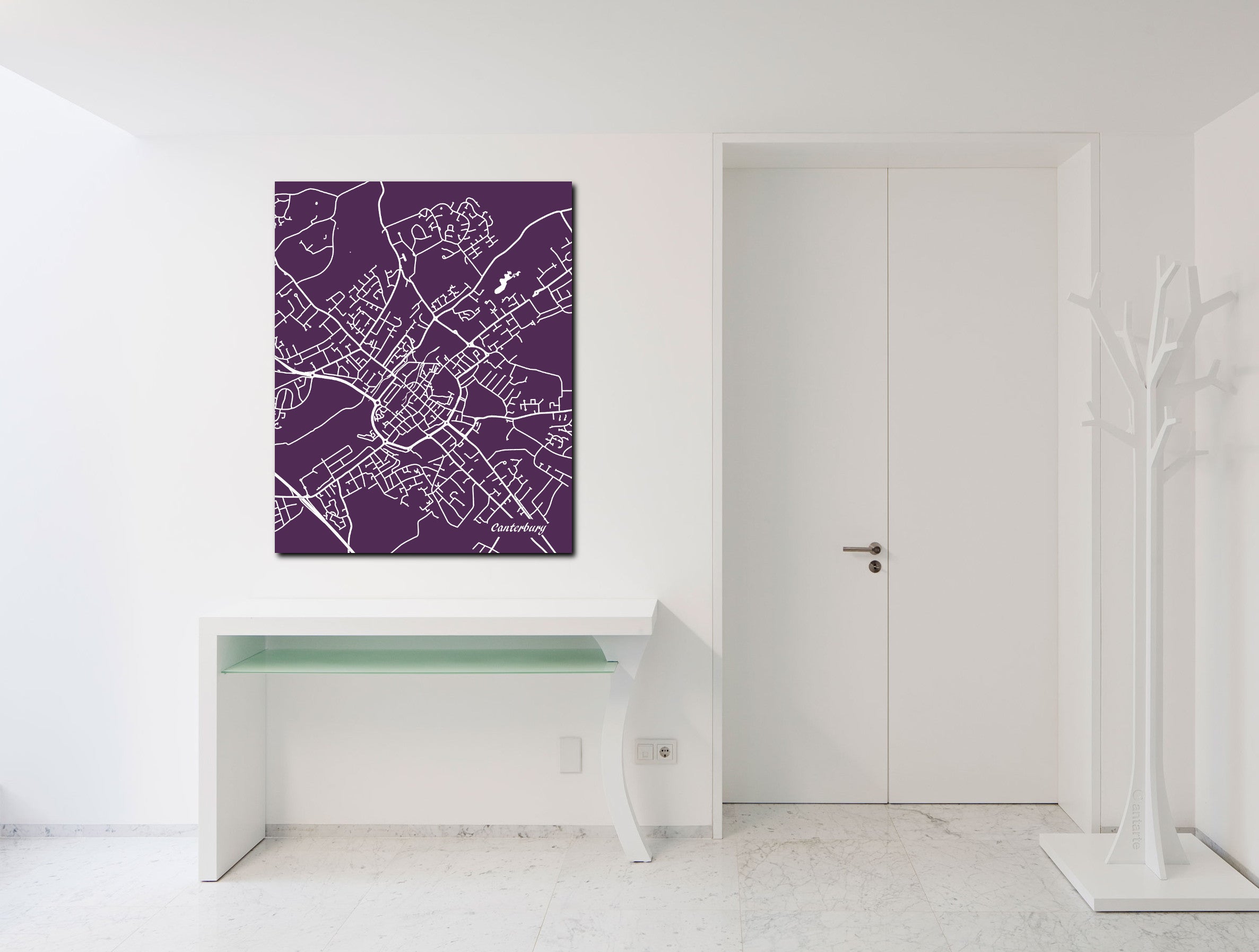 Canterbury City Street Map Print Modern Art Poster
