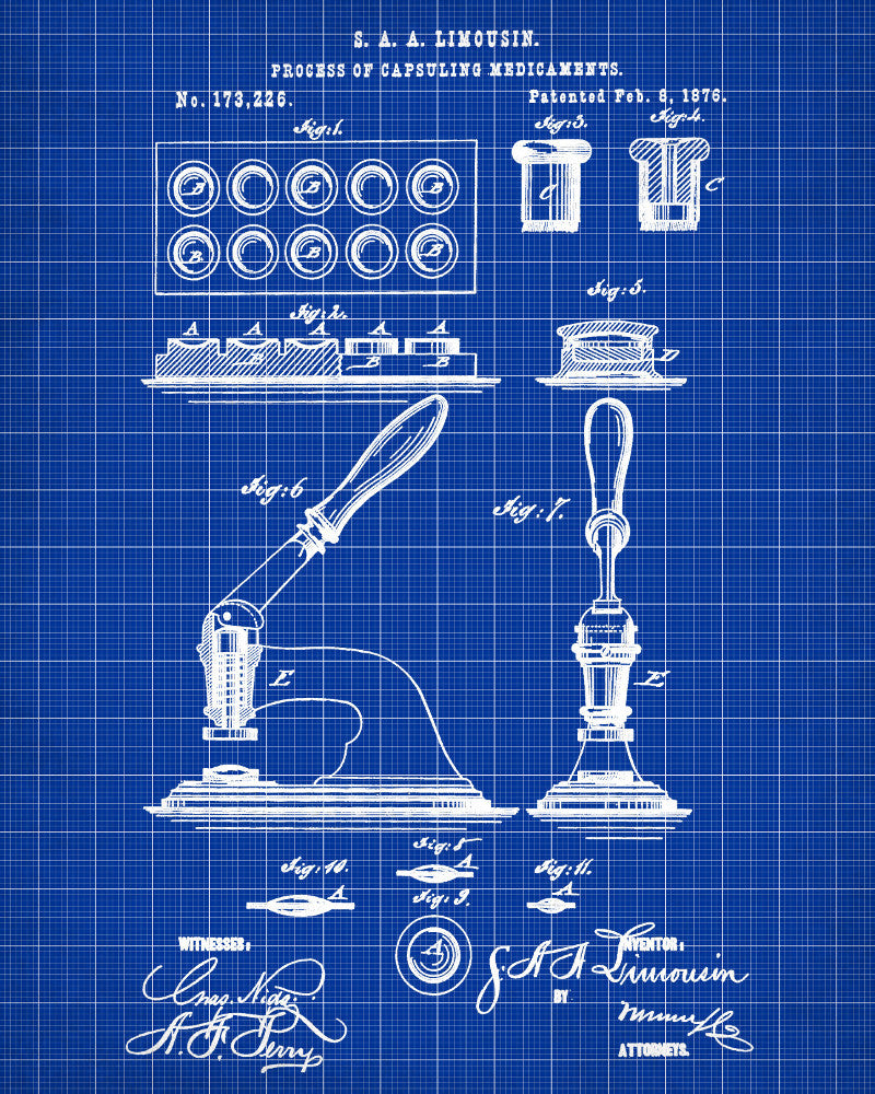 Capsuling Patent Print Pharmacy Blueprint Druggist Poster - OnTrendAndFab