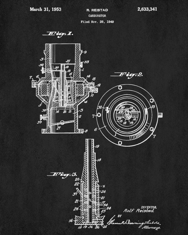 Carburetor Blueprint Engine Patent Print Mechanic Poster - OnTrendAndFab