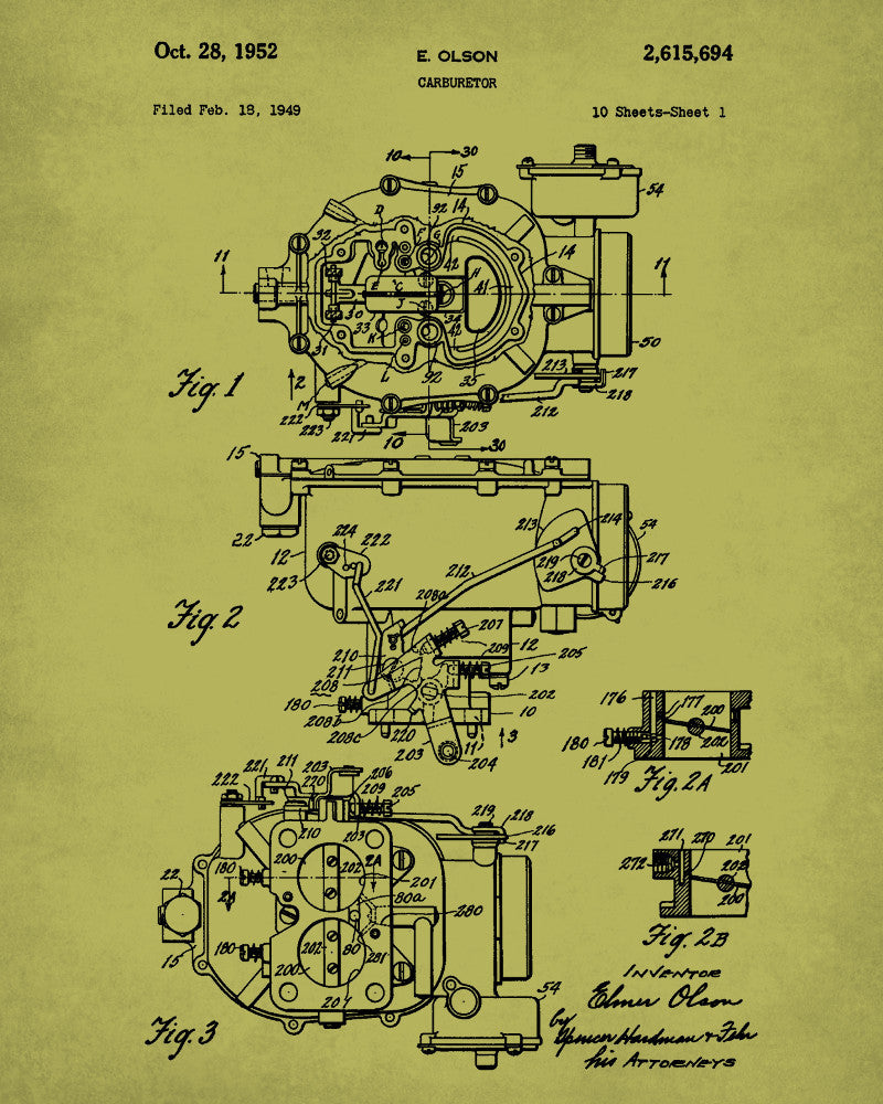 Carburetor Blueprint Engine Patent Print Garage Poster - OnTrendAndFab