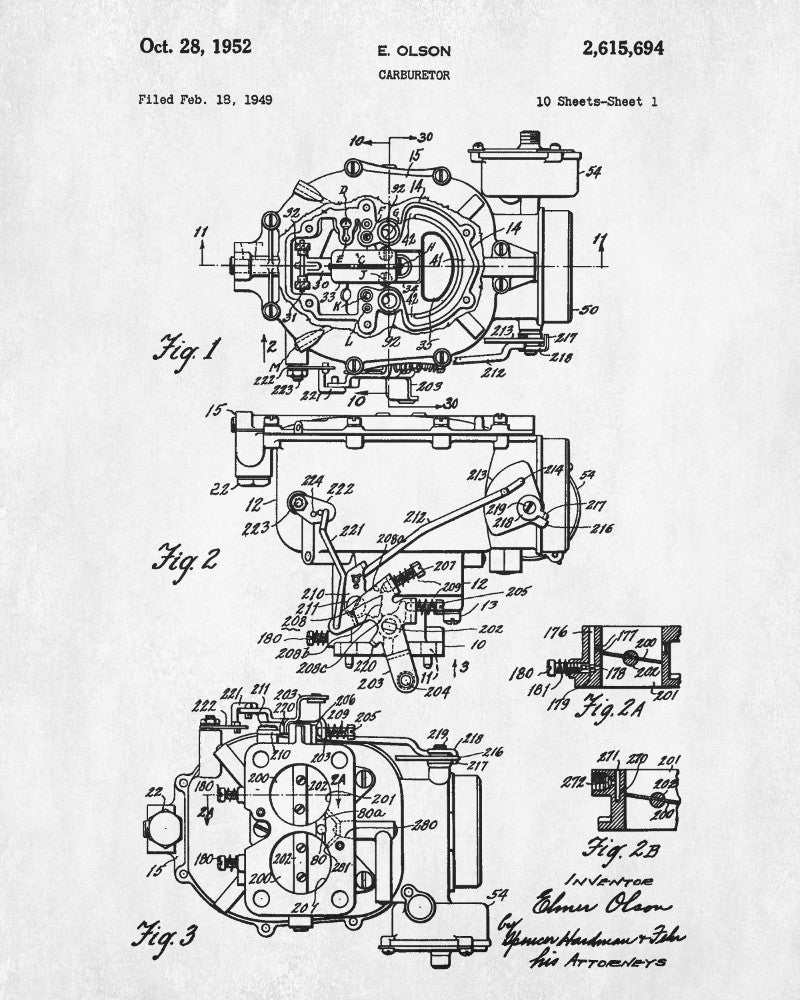 Carburetor Blueprint Engine Patent Print Garage Poster - OnTrendAndFab