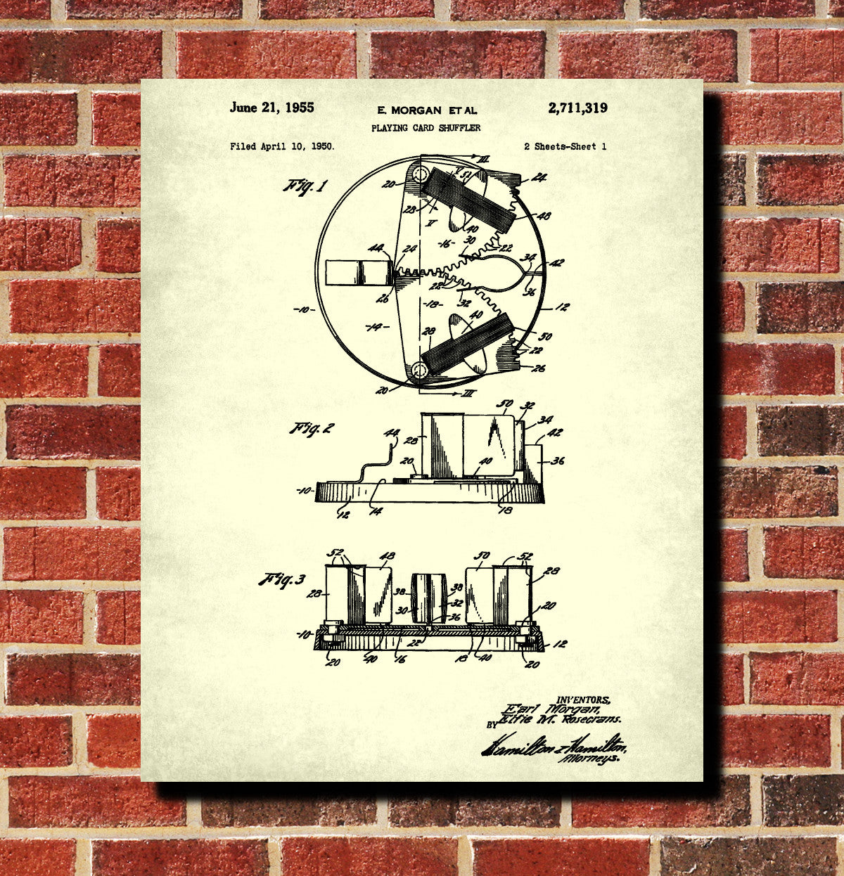 Card Shuffler Patent Print Casino Gaming Wall Art