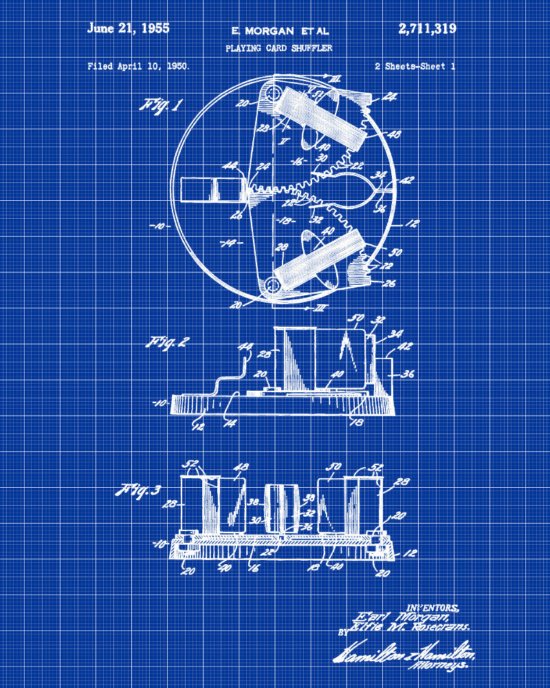 Card Shuffler Patent Print Casino Gaming Wall Art