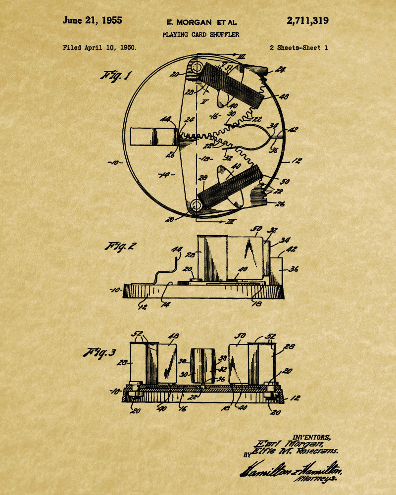 Card Shuffler Patent Print Casino Gaming Wall Art