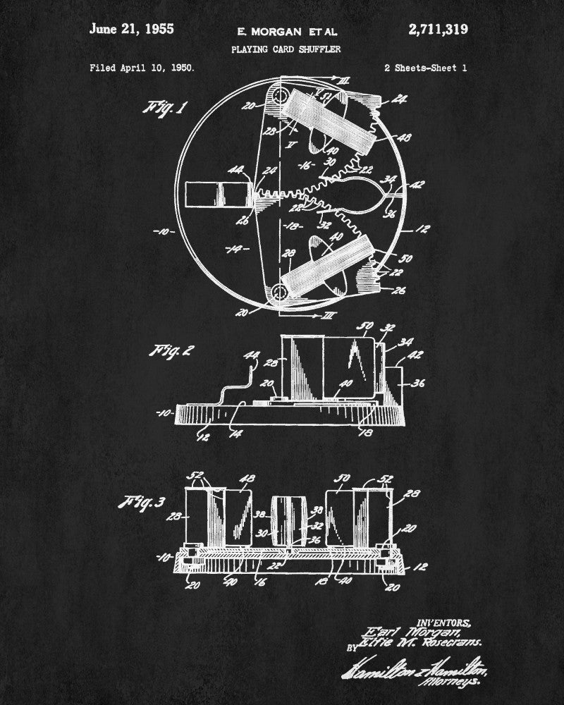 Card Shuffler Patent Print Casino Gaming Wall Art