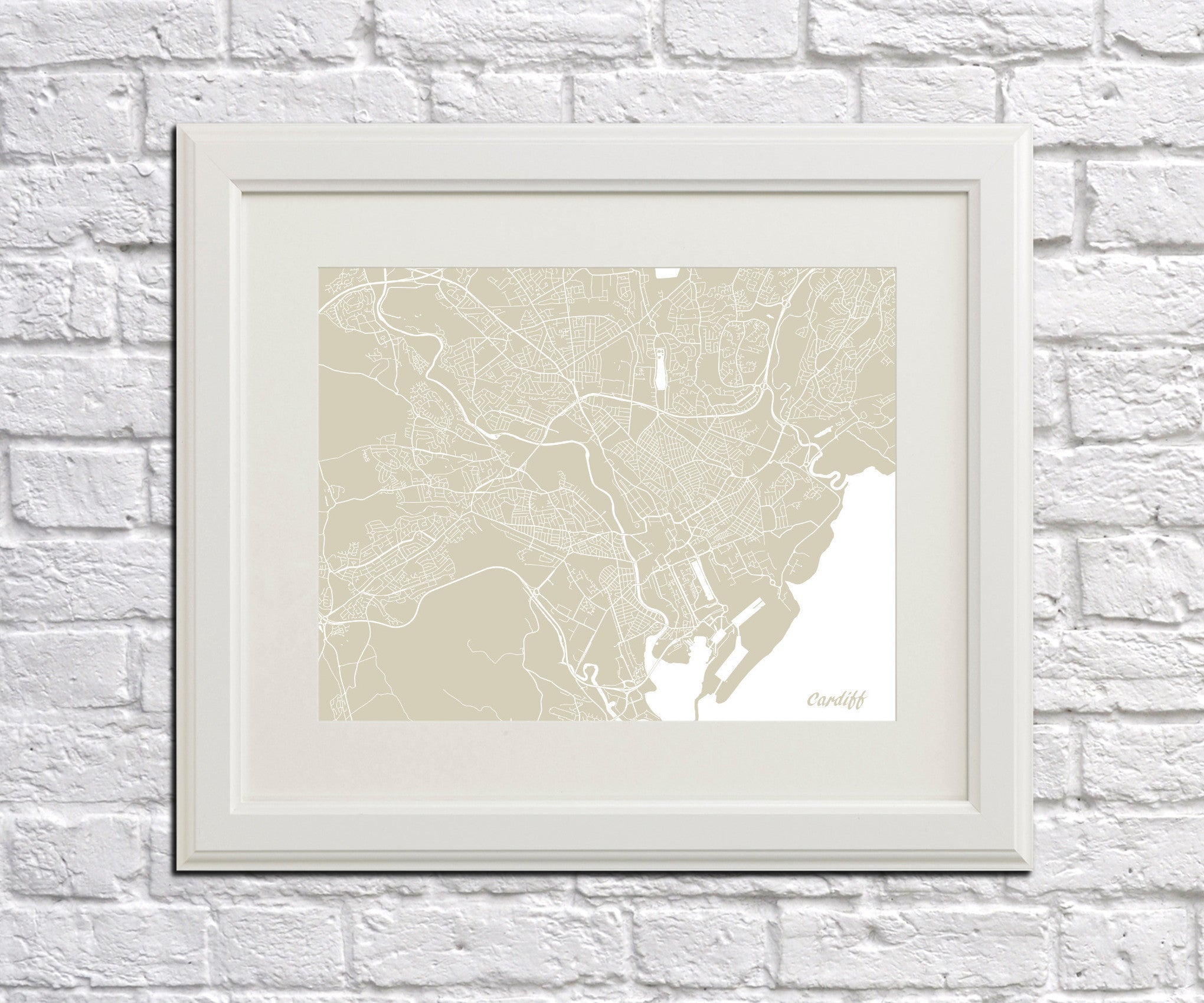 Cardiff City Street Map Print Feature Wall Art Poster