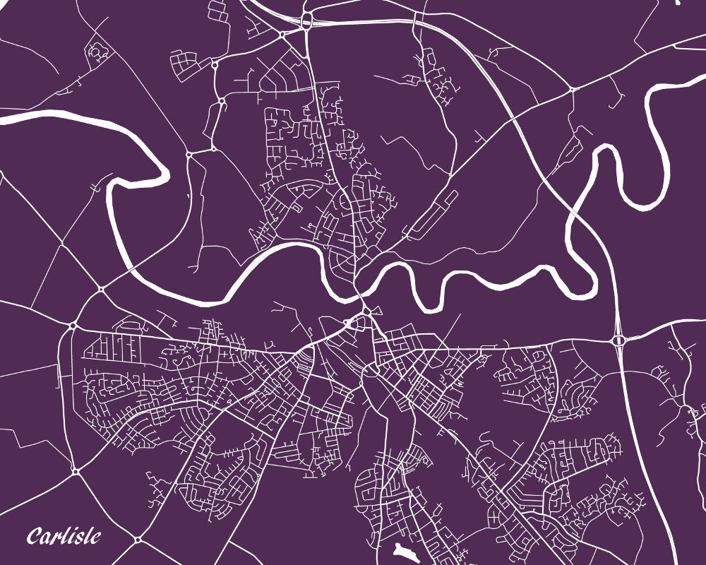 Carlisle City Street Map Print Feature Wall Art Poster